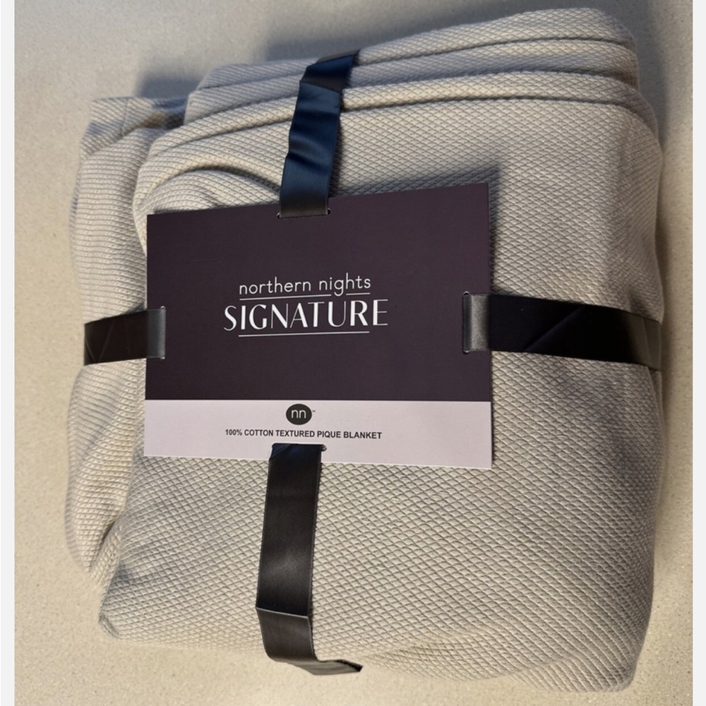 Northern Nights Sigture Cotton Txtrd Diamnd Pique Blanket-Full-Champagne-H457245